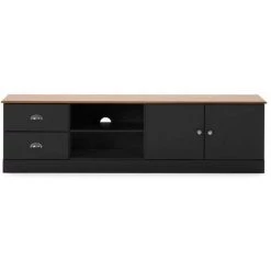 Meubles TV BOBOCHIC - Meuble TV 180 Cm VALENSOLE Noir Et Chêne - Chêne Et Noir -BOBOCHIC Soldes 2022 63560691 3