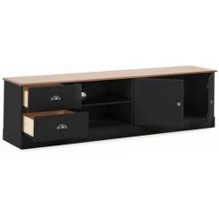 Meubles TV BOBOCHIC - Meuble TV 180 Cm VALENSOLE Noir Et Chêne - Chêne Et Noir -BOBOCHIC Soldes 2022 63560691 4