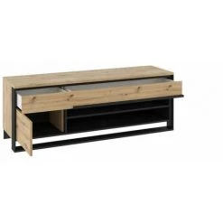 Meubles TV BOBOCHIC - Meuble TV 155 Cm KYRIA Avec LED Imitation Chêne - Chêne Et Noir -BOBOCHIC Soldes 2022 63560870 4