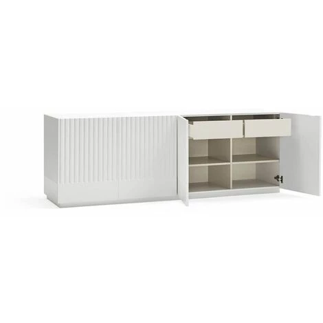 Buffets BOBOCHIC - Buffet 4 Portes 200 Cm DORIC Blanc - Blanc 6 Buffets BOBOCHIC - Buffet 4 Portes 200 Cm DORIC Blanc - Blanc – Image 4
