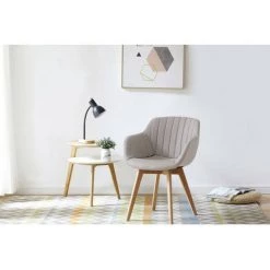 Chaise Et Fauteuil De Table BOBOCHIC - Lot De 4 Fauteuils De Table TALEG Tissu Gris Clair - Gris Clair -BOBOCHIC Soldes 2022 63560945 3