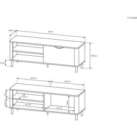 Meubles TV BOBOCHIC - Meuble TV 137 Cm CYRIUS Imitation Chêne - Chêne Clair Et Noir 5 Meubles TV BOBOCHIC - Meuble TV 137 Cm CYRIUS Imitation Chêne - Chêne Clair Et Noir – Image 3