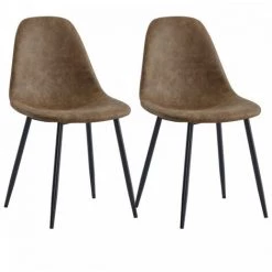 Chaise Et Fauteuil De Table BOBOCHIC - Lot De 2 Chaises De Table NATI Marron - Marron