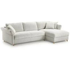 Canapés D'angle Convertibles BOBOCHIC - Canapé D'angle Réversible Convertible Express MIKAELA Avec Coffre Tissu Bouclette Blanc - Blanc