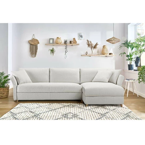 Canapés D'angle Convertibles BOBOCHIC - Canapé D'angle Réversible Convertible Express MIKAELA Avec Coffre Tissu Bouclette Blanc - Blanc 4 Canapés D'angle Convertibles BOBOCHIC - Canapé D'angle Réversible Convertible Express MIKAELA Avec Coffre Tissu Bouclette Blanc - Blanc – Image 2