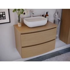 BOBOCHIC Ensemble De Salle De Bain 80 Cm KITOKO Avec Colonne Placage Chêne - Chêne Et Blanc -BOBOCHIC Soldes 2022 63684011 3