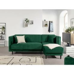 Canapé D'angle Fixe BOBOCHIC - Canapé D'angle Fixe RICHEBOURG Tissu Angle Droit Vert - Vert -BOBOCHIC Soldes 2022 64279950 3