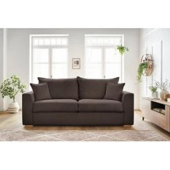 Canapé Lit BOBOCHIC - Canapé Droit AUGUSTIN Ouverture Express Velours Côtelé 140x200 Marron - Marron -BOBOCHIC Soldes 2022 64722652 3