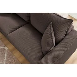 Canapé Lit BOBOCHIC - Canapé Droit AUGUSTIN Ouverture Express Velours Côtelé 140x200 Marron - Marron -BOBOCHIC Soldes 2022 64722652 5