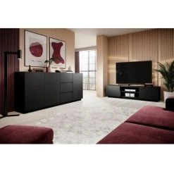 Buffets BOBOCHIC - Buffet 3 Portes 203 Cm DALIA Noir - Noir -BOBOCHIC Soldes 2022 65034348 3