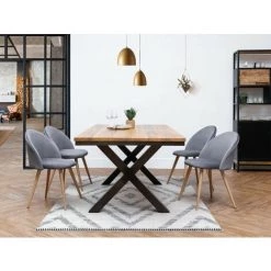 Table à Manger BOBOCHIC - Table à Manger ORSAY Bois De Manguier Massif Et Pieds En Métal Noir 180x90 - Bois -BOBOCHIC Soldes 2022 65211602 2