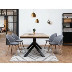 Table à Manger BOBOCHIC - Table à Manger STEEL Bois De Manguier Massif Et Pieds En Métal Noir 200x100 - Bois -BOBOCHIC Soldes 2022 65211605 2