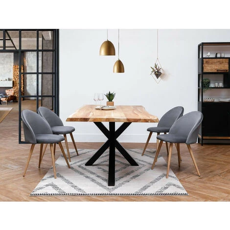 Table à Manger BOBOCHIC - Table à Manger TWIST Bois D'acacia Massif Et Pieds En Métal Noir 180x90 - Bois 4 Table à Manger BOBOCHIC - Table à Manger TWIST Bois D'acacia Massif Et Pieds En Métal Noir 180x90 - Bois â Image 2