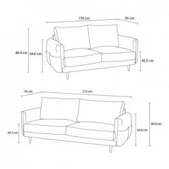 Canapé Droit Fixe BOBOCHIC - Ensemble Canapé Droit Fixe 3 + 2 Places ZEBULON Terracotta - Terracotta -BOBOCHIC Soldes 2022 65382025 3