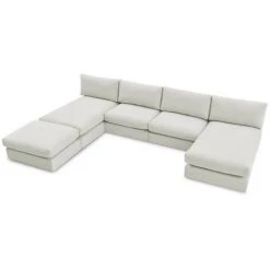 Canapé Modulable BOBOCHIC - Canapé Panoramique Fixe 100% Modulable Ultra Moelleux PARIS Tissu Avec 2 Chauffeuses, 2 Méridiennes, 1 Pouf Beige - Beige -BOBOCHIC Soldes 2022 65382496 3