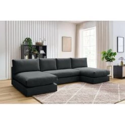 Canapé Modulable BOBOCHIC - Canapé Panoramique Fixe Modulable Ultra Moelleux PARIS Tissu Avec 1 Chauffeuse 2 Places, 2 Méridiennes Gris Foncé - Gris Foncé -BOBOCHIC Soldes 2022 65382892 3