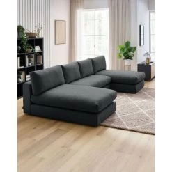 Canapé Modulable BOBOCHIC - Canapé Panoramique Fixe Modulable Ultra Moelleux PARIS Tissu Avec 1 Chauffeuse 2 Places, 2 Méridiennes Gris Foncé - Gris Foncé -BOBOCHIC Soldes 2022 65382892 5