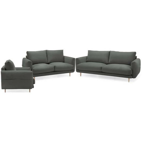 Canapé Droit Fixe BOBOCHIC - Ensemble Canapé Droit Fixe 3 + 2 Places + Fauteuil ZEBULON Gris Foncé - Gris Foncé 3 Canapé Droit Fixe BOBOCHIC - Ensemble Canapé Droit Fixe 3 + 2 Places + Fauteuil ZEBULON Gris Foncé - Gris Foncé