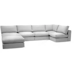 Canapé Modulable BOBOCHIC - Canapé D'angle Fixe 100% Modulable Ultra Moelleux PARIS Tissu Avec 3 Chauffeuses, 1 Méridienne, 1 Angle, 1 Pouf Gris Clair - Gris Clair -BOBOCHIC Soldes 2022 65382914 3