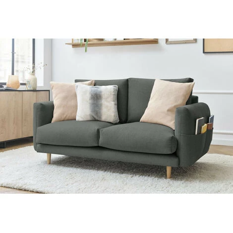 Canapé Droit Fixe BOBOCHIC - Canapé Droit Fixe 2 Places ZEBULON Gris Foncé - Gris Foncé 4 Canapé Droit Fixe BOBOCHIC - Canapé Droit Fixe 2 Places ZEBULON Gris Foncé - Gris Foncé – Image 2