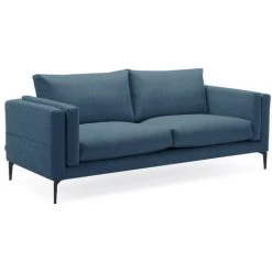 Canapé Droit Fixe BOBOCHIC - Canapé Droit Fixe 3 Places ADELINE Bleu - Bleu