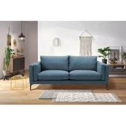 Canapé Droit Fixe BOBOCHIC - Canapé Droit Fixe 3 Places ADELINE Bleu - Bleu -BOBOCHIC Soldes 2022 65382924 3