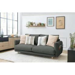 Canapé Droit Fixe BOBOCHIC - Canapé Droit Fixe 3 Places ZEBULON Gris Foncé - Gris Foncé -BOBOCHIC Soldes 2022 65382945 2