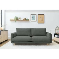 Canapé Droit Fixe BOBOCHIC - Canapé Droit Fixe 3 Places ZEBULON Gris Foncé - Gris Foncé -BOBOCHIC Soldes 2022 65382945 3