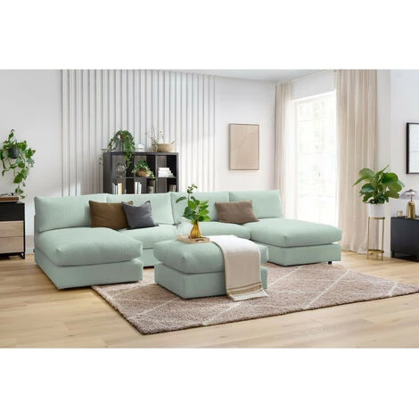 Canapé Modulable BOBOCHIC - Canapé Panoramique Fixe 100% Modulable Ultra Moelleux PARIS Tissu Bouclette Avec 2 Chauffeuses, 2 Méridiennes, 1 Pouf Panoramique Vert - Vert 4 Canapé Modulable BOBOCHIC - Canapé Panoramique Fixe 100% Modulable Ultra Moelleux PARIS Tissu Bouclette Avec 2 Chauffeuses, 2 Méridiennes, 1 Pouf Panoramique Vert - Vert – Image 2