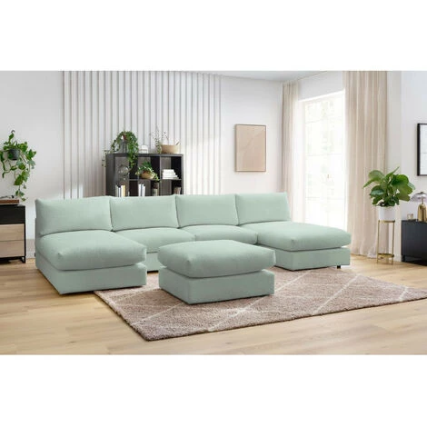 Canapé Modulable BOBOCHIC - Canapé Panoramique Fixe 100% Modulable Ultra Moelleux PARIS Tissu Bouclette Avec 2 Chauffeuses, 2 Méridiennes, 1 Pouf Panoramique Vert - Vert 5 Canapé Modulable BOBOCHIC - Canapé Panoramique Fixe 100% Modulable Ultra Moelleux PARIS Tissu Bouclette Avec 2 Chauffeuses, 2 Méridiennes, 1 Pouf Panoramique Vert - Vert – Image 3