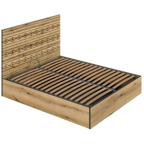 BOBOCHIC Etnic - Lit Coffre - 160x200 - Bois Et Noir - Sommier Inclus Dimensions - 160x200cm 5 BOBOCHIC Etnic - Lit Coffre - 160x200 - Bois Et Noir - Sommier Inclus Dimensions - 160x200cm – Image 3