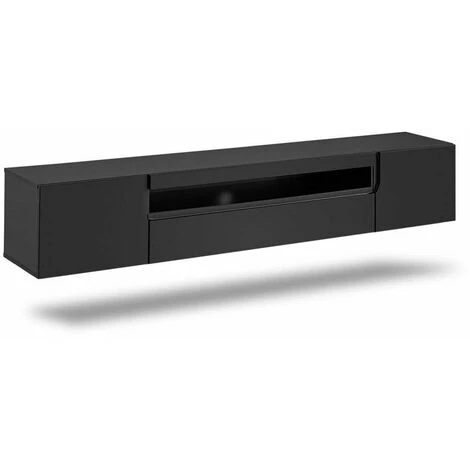 Meubles TV BOBOCHIC - Meuble TV Suspendu 200 Cm DALIA Noir 4 Meubles TV BOBOCHIC - Meuble TV Suspendu 200 Cm DALIA Noir – Image 2