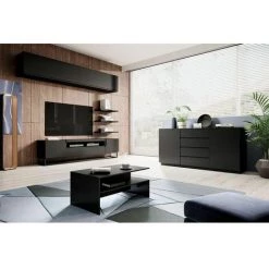 Meubles TV BOBOCHIC - Meuble TV 200 Cm DALIA Pieds En Métal - Noir -BOBOCHIC Soldes 2022 66733818 3