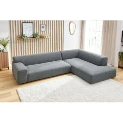 Canapé D'angle Fixe BOBOCHIC - Canapé D'angle Fixe LAVENA Angle Droit Gris Bleu - Gris Bleu -BOBOCHIC Soldes 2022 67445870 5