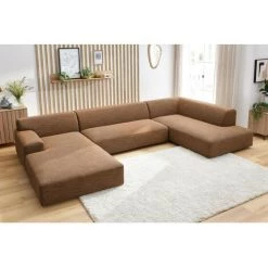 Canapé Panoramique BOBOCHIC - Canapé Panoramique Fixe LAVENA Angle Droit Rouille - Rouille -BOBOCHIC Soldes 2022 67869645 5