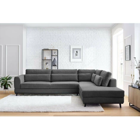 Canapé D'angle Fixe BOBOCHIC - Canapé D'angle Fixe VINCENNES Tissu Texturé Angle Droit Gris Foncé - Gris Foncé 5 Canapé D'angle Fixe BOBOCHIC - Canapé D'angle Fixe VINCENNES Tissu Texturé Angle Droit Gris Foncé - Gris Foncé – Image 3