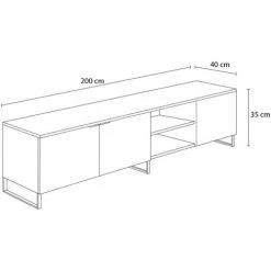 BOBOCHIC Auxane - Meuble TV - Bois Et Noir - 200 Cm - Style Contemporain Couleur - Noir / Bois - Noir / Bois -BOBOCHIC Soldes 2022 68260008 4