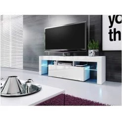 Meubles TV BOBOCHIC - Meuble TV 138cm GUSTAVE Blanc Brillant - Blanc Brillant