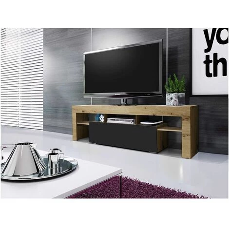Meubles TV BOBOCHIC - Meuble TV 138 Cm GUSTAVE Chêne Et Noir - Chêne Et Noir 3 Meubles TV BOBOCHIC - Meuble TV 138 Cm GUSTAVE Chêne Et Noir - Chêne Et Noir