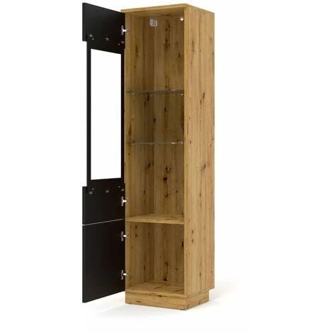 Rangement Vitrine BOBOCHIC - Rangement Vitrine 1 Porte 37 Cm ASTRID Chêne Et Noir - Chêne Et Noir 5 Rangement Vitrine BOBOCHIC - Rangement Vitrine 1 Porte 37 Cm ASTRID Chêne Et Noir - Chêne Et Noir – Image 3