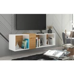Meubles TV BOBOCHIC - Meuble TV Suspendu 160 Cm BLAISE Blanc Et Chêne - Blanc Et Chêne 8 Meubles TV BOBOCHIC - Meuble TV Suspendu 160 Cm BLAISE Blanc Et Chêne - Blanc Et Chêne -BOBOCHIC Soldes 2022 70045627 3