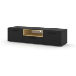 Meubles TV BOBOCHIC - Meuble TV 151 Cm MONTAIGNE Noir Et Chêne - Chêne Et Noir -BOBOCHIC Soldes 2022 70045671 2