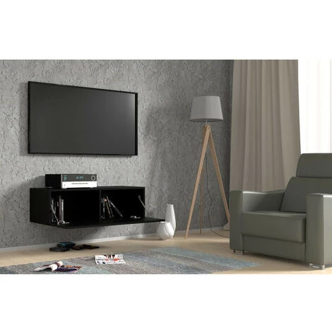Meubles TV BOBOCHIC - Meuble TV Suspendu 1 Porte NESTA Noir 100 - Noir 5 Meubles TV BOBOCHIC - Meuble TV Suspendu 1 Porte NESTA Noir 100 - Noir – Image 3