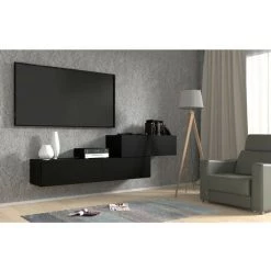 Meubles TV BOBOCHIC - Meuble TV Suspendu 1 Porte NESTA Noir 100 - Noir 10 Meubles TV BOBOCHIC - Meuble TV Suspendu 1 Porte NESTA Noir 100 - Noir -BOBOCHIC Soldes 2022 70045674 4