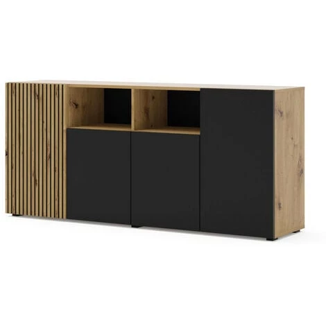 Buffets BOBOCHIC - Buffet 4 Portes 180 Cm BATIGNOLLES Chêne Et Noir - Chêne Et Noir 3 Buffets BOBOCHIC - Buffet 4 Portes 180 Cm BATIGNOLLES Chêne Et Noir - Chêne Et Noir