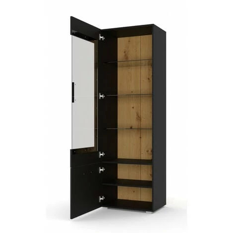 Rangement Vitrine BOBOCHIC - Rangement Vitrine 1 Porte 60 Cm MONTAIGNE Noir Et Chêne - Chêne Et Noir 3 Rangement Vitrine BOBOCHIC - Rangement Vitrine 1 Porte 60 Cm MONTAIGNE Noir Et Chêne - Chêne Et Noir