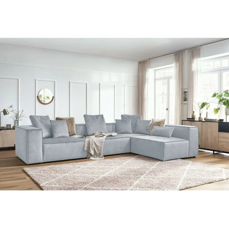 Canapé Modulable BOBOCHIC - Canapé D'angle Fixe Modulable VAUBAN Angle Droit Gris Clair - Gris Clair 4 Canapé Modulable BOBOCHIC - Canapé D'angle Fixe Modulable VAUBAN Angle Droit Gris Clair - Gris Clair – Image 2