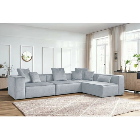 Canapé Modulable BOBOCHIC - Canapé D'angle Fixe Modulable VAUBAN Angle Droit Gris Clair - Gris Clair 6 Canapé Modulable BOBOCHIC - Canapé D'angle Fixe Modulable VAUBAN Angle Droit Gris Clair - Gris Clair – Image 4