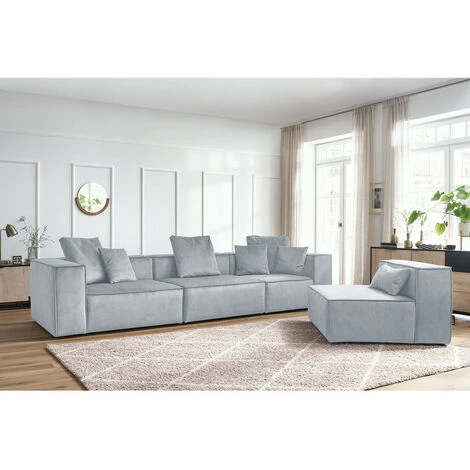 Canapé Modulable BOBOCHIC - Canapé D'angle Fixe Modulable VAUBAN Angle Droit Gris Clair - Gris Clair 7 Canapé Modulable BOBOCHIC - Canapé D'angle Fixe Modulable VAUBAN Angle Droit Gris Clair - Gris Clair – Image 5