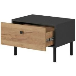 Table De Chevet BOBOCHIC - Ensemble De 2 Chevets NAYA Chêne Et Noir - Chêne Et Noir -BOBOCHIC Soldes 2022 70414099 4